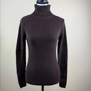 George Sweater Brown Ribbed Turtleneck Classic Layering Ribbed Women's Size M